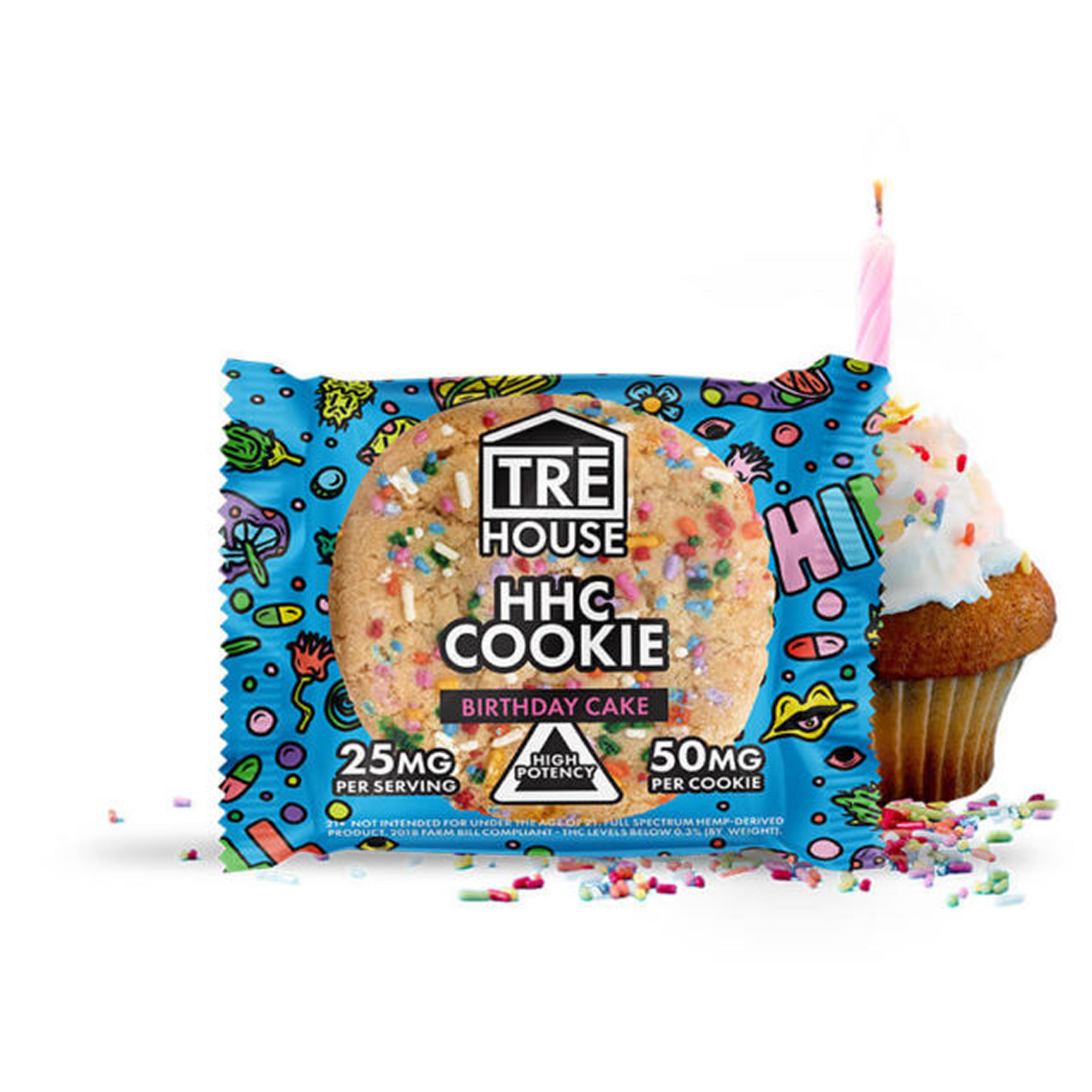 TRE House HHC Cookies 50mg Birthday Cake Ethereal Gold Dispensary