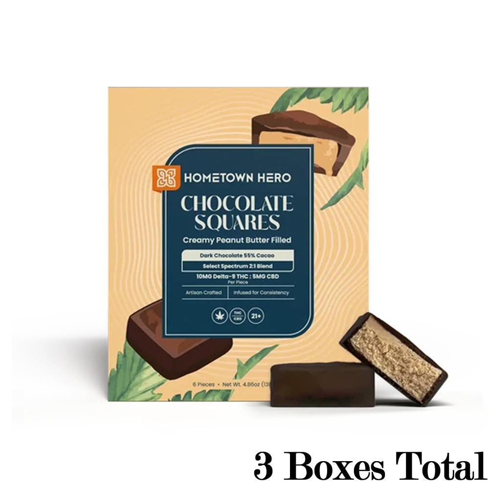 Hometown Hero 10mg THC Dark Chocolate Peanut Butter Squares view 3