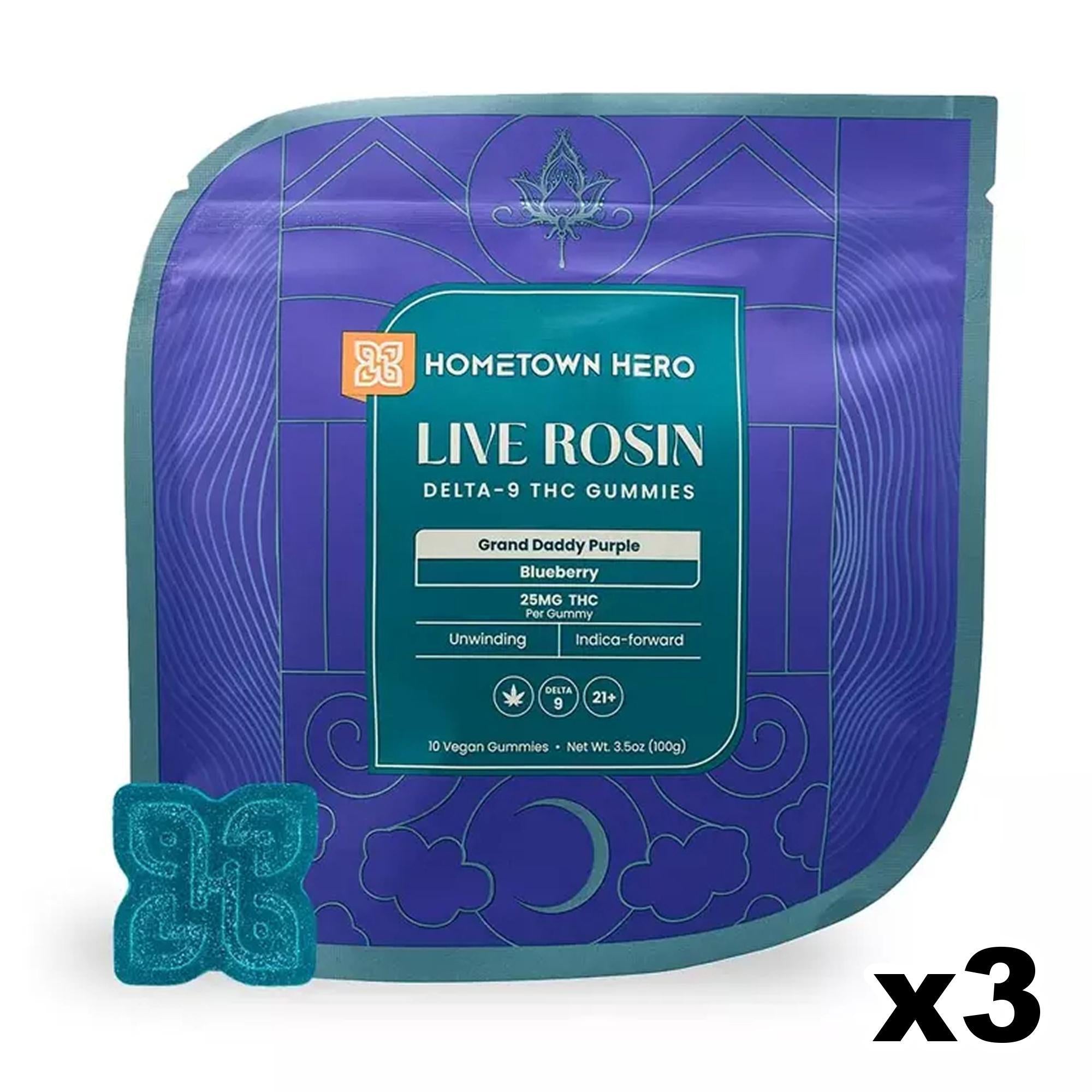 Hometown Hero Delta-9 Live Rosin Gummies | 25mg Gummy – Ethereal