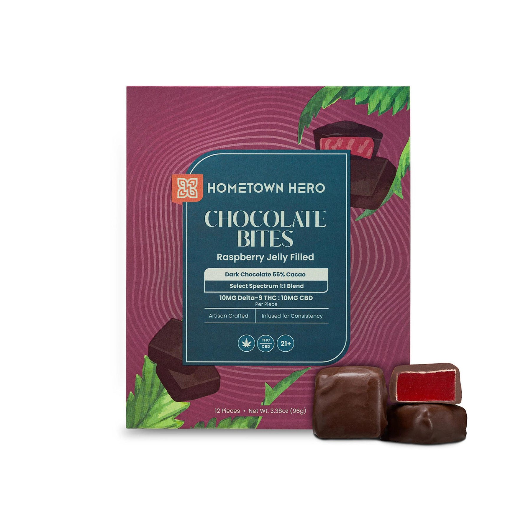 Hometown Hero Raspberry Jelly THC Dark Chocolate Bites view 4