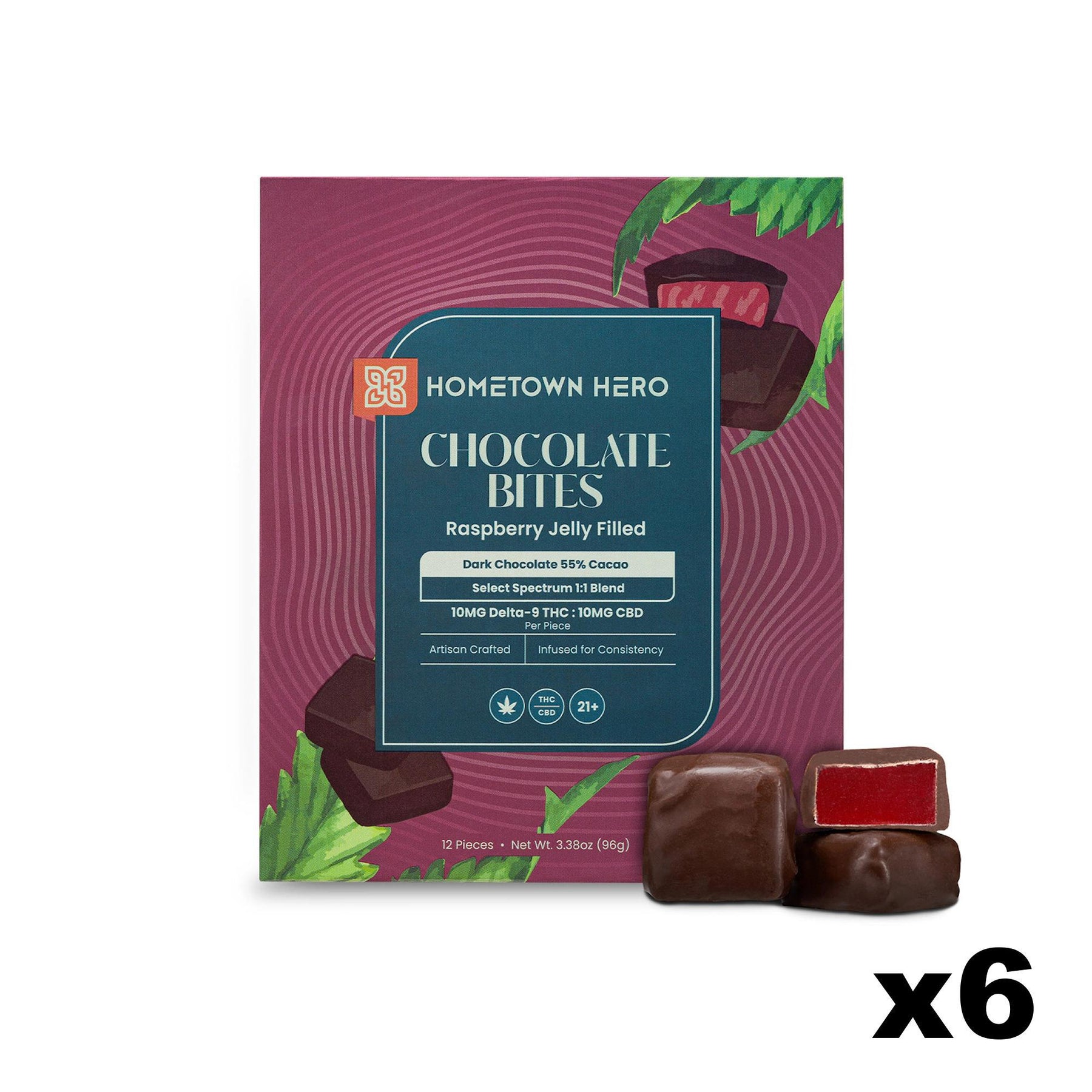 Hometown Hero Raspberry Jelly THC Dark Chocolate Bites view 2