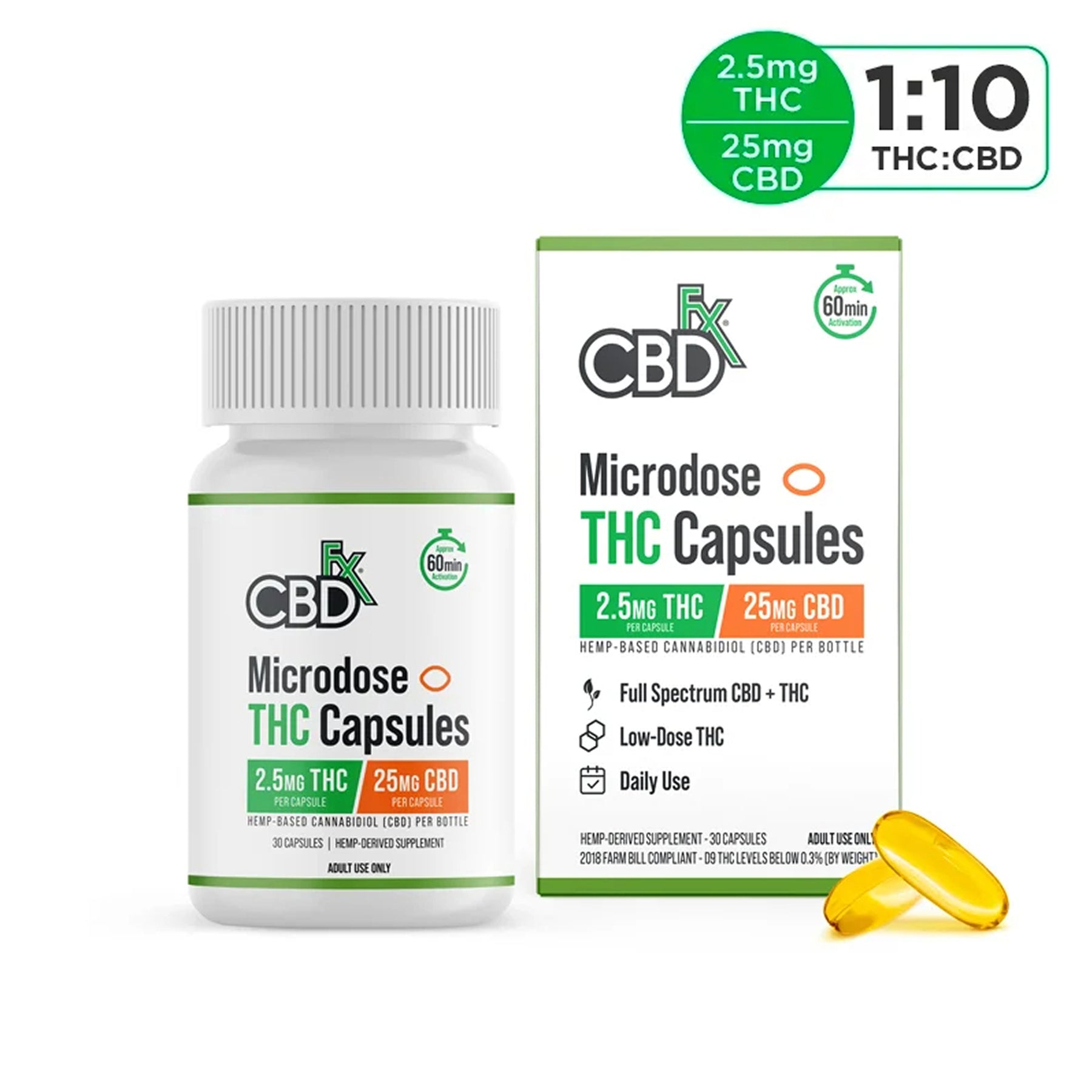 CBDfx CBD + Delta-9 THC Capsules
