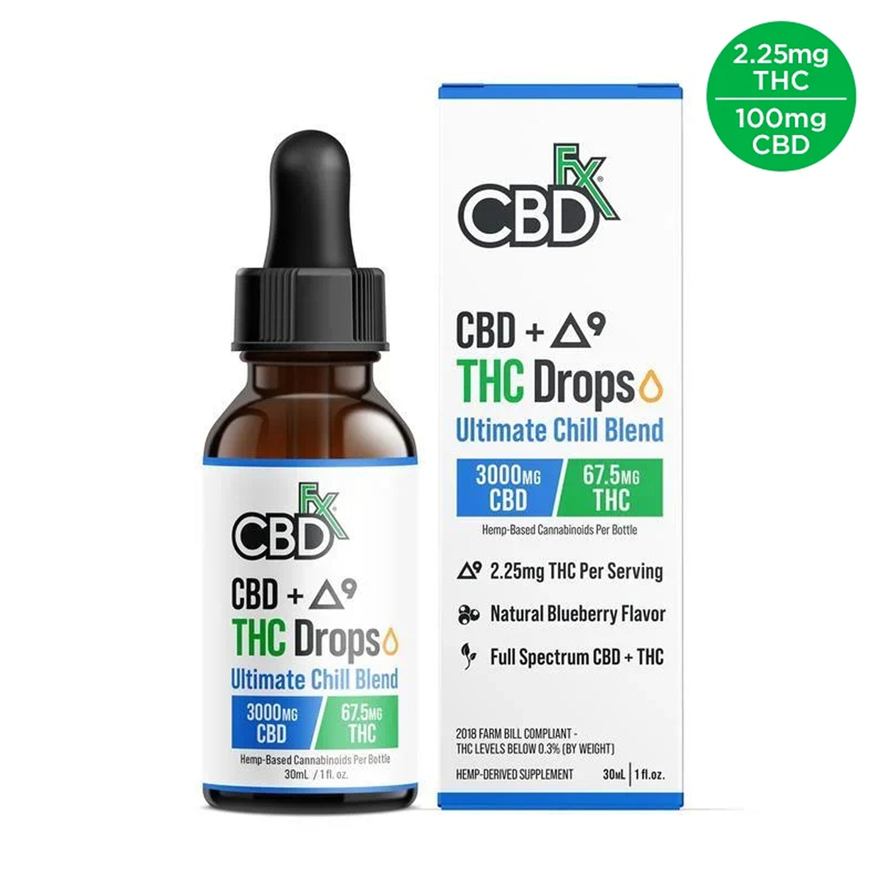 CBDfx Ultimate Chill Blend CBD + Delta-9 THC Drops view 2