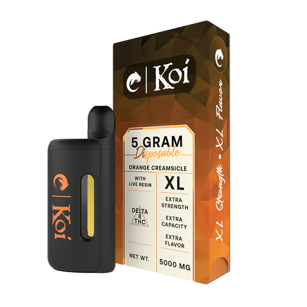 Koi 5 Gram Delta-8 Live Resin Disposable Vape | 3 Strains Ethereal Gold Dispensary Koi 5 Gram Delta-8 Live Resin Disposable Vape | 3 Strains Ethereal Gold Dispensary